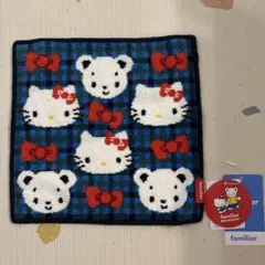 ファミリア キティ コラボ ハンカチ 青チェック - メルカリ