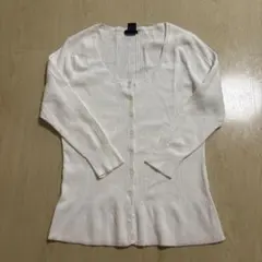 GAP STRETCH ホワイト リブカーディガン Lのサムネイル