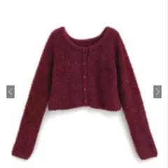 GRL シャギーニット ショート丈 カーディガン F an1644 ボルドー