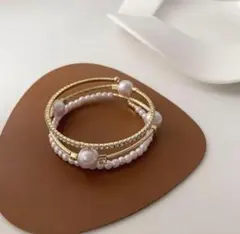 パールブレスレット 3連ブレスレット 結婚式アクセサリーカジュアル パーティー