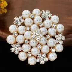 パール　ブローチ　入学式　卒業式　上品　コサージュ　ゴールド