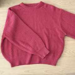 nugu ピンク リブ編み 長袖ニット