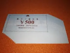 モスバーガー 株主優待券 6,000円分