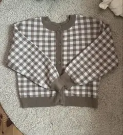 エヘカソポ　ブラウンギンガムチェック　カーディガン