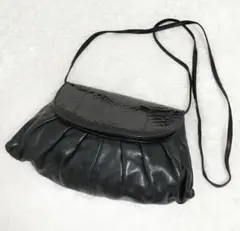 Bally ショルダーバッグ ポシェット パイソン型押し 黒 ヴィンテージ
