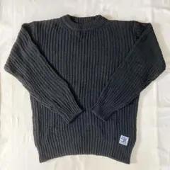 メンズリブニット XL ブラック プルオーバー おしゃれ 無地 シンプル