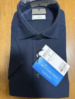 新品タグ付 五大陸 半袖ドレスシャツ M ネイビー Albini生地 高機能のサムネイル