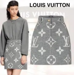 LOUIS VUITTON ルイヴィトン モノグラム ウール スカート グレー