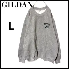 GILDAN ギルダンワンポイントロゴスウェット グレー Lサイズバックプリント