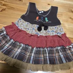 チャイルドチャンプ　100　チュニック　ワンピース　フリル　鳥　チェック　花がら