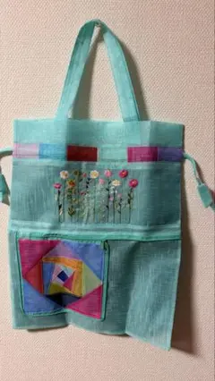 韓国風刺繍トート＆巾着型2Wayバック