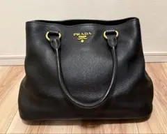 【美品】プラダ ヴィッテロダイノ レザー 本革 ハンドバッグ ブラック 黒