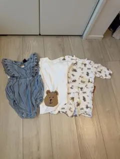 baby gap デニムロンパースと長袖ロンパースセット