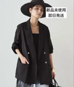 Loungedress リネンライクシアージャケット ブラックのサムネイル