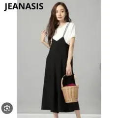 JEANASIS ハイウエストロープワイドパンツ　サロペット　ブラック
