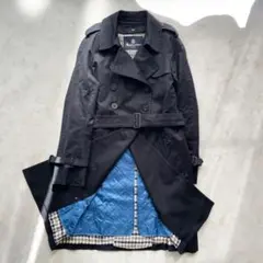 【極美品】Aquascutum　ブラック　L トレンチコート 中綿ライナー付き