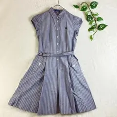 バーバリーブルーレーベル シャツワンピース ストライプ ベルト ホースロゴ M