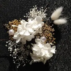 髪飾り 成人式 結婚式 卒業式 パール、ホワイトドライフラワー