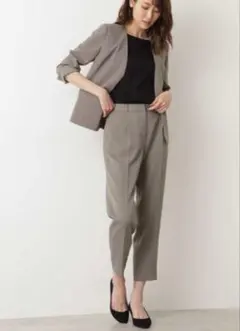 リネンライク セットアップ 】 ノーラペルジャケット ワイドパンツ