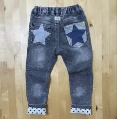 NEXT デニムパンツ 星柄パッチワーク 95 100 スウェット ダメージ
