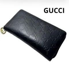 GUCCI インターロッキング　シマ　長財布　コインケース　ファスナー　革