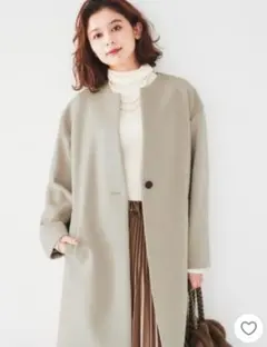 ★新品★UNTITLED アンタイトル ノーカラーコート ゆったり カシミヤ混