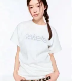 fekete TEE / ラインストーンfeketeロゴTシャツ　ホワイト