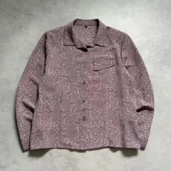 90s vintage 総柄 シャツ ブラウス ピンク リーフ柄 レトロ 古着のサムネイル