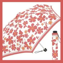 折りたたみ傘 花柄 ピンク 赤