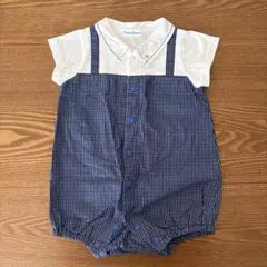 familiar チェック柄ロンパース 60cm