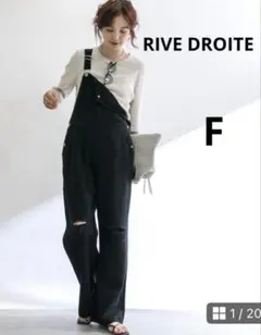 新品　RIVE DROITE フリルサロペット　リヴドロワ　ブラック 着映え◎】フリルサロペット | RIVE DROITE(リヴドロワ