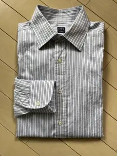 ビームスf/サンドストライプセミワイドカラーシャツsize40ブルーホワイトのサムネイル