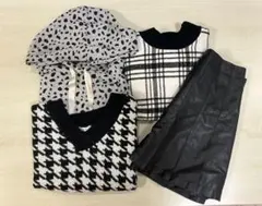 イング　ニット　ベスト　パーカー　レザースカート　ダルメシアン　チェック