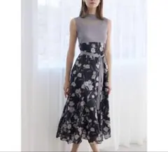 極美品　MERCURYDUO シアーノースリニット花柄ドッキングワンピース
