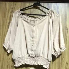 ベージュ 半袖ブラウス M