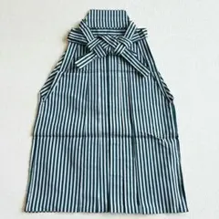 美品　七五三　５歳男の子　袴はかま　ストライプ　縞　紺グレー　丈58㎝　7058のサムネイル