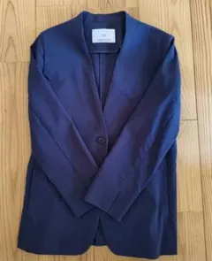 INED ノーカラージャケット ネイビー
