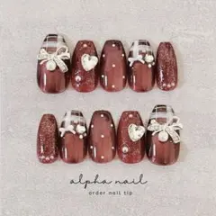 R様専用 ボルドー ワインレッドマグネット ワンホンネイルチップ