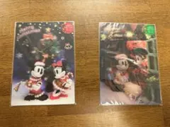 【ポストカード】2枚セット/ディズニー/3D/クリスマス/ミッキー/ミニー