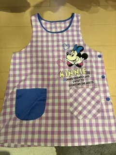 ミニーマウス エプロン 紫　保育士　ミニーちゃん