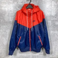 4072△ Nike ナイロンジャケット 赤/青 フード付き