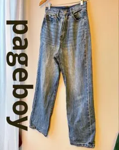 pageboy ハイウェストデニム　ストレート　ライトブルー