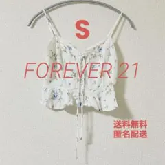 FOREVER 21 キャミソール トップス 花柄 肩紐 ホワイト