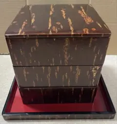 輪島塗 6.5寸3段重箱】布着本堅地 溜塗/網代沈金 未使用品 - メルカリ