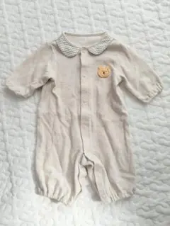 ベージュ クマ　ロンパース 50-60cm