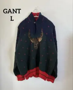 GANT メンズ ニット セーター イタリア製 シカ トナカイ Lのサムネイル