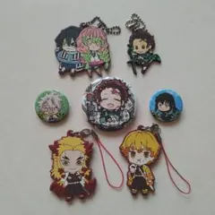 鬼滅の刃 缶バッジ＆ラバーキーホルダー 7点セット