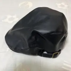 黒い合成皮革　　レザー　y2kハンチング帽