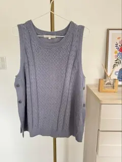 サイドボタンデザイン ニットベスト Lサイズ