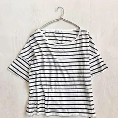 【セブンデイズサンデイ】ボーダーカットソー（F）カジュアル Tシャツ 白 黒のサムネイル